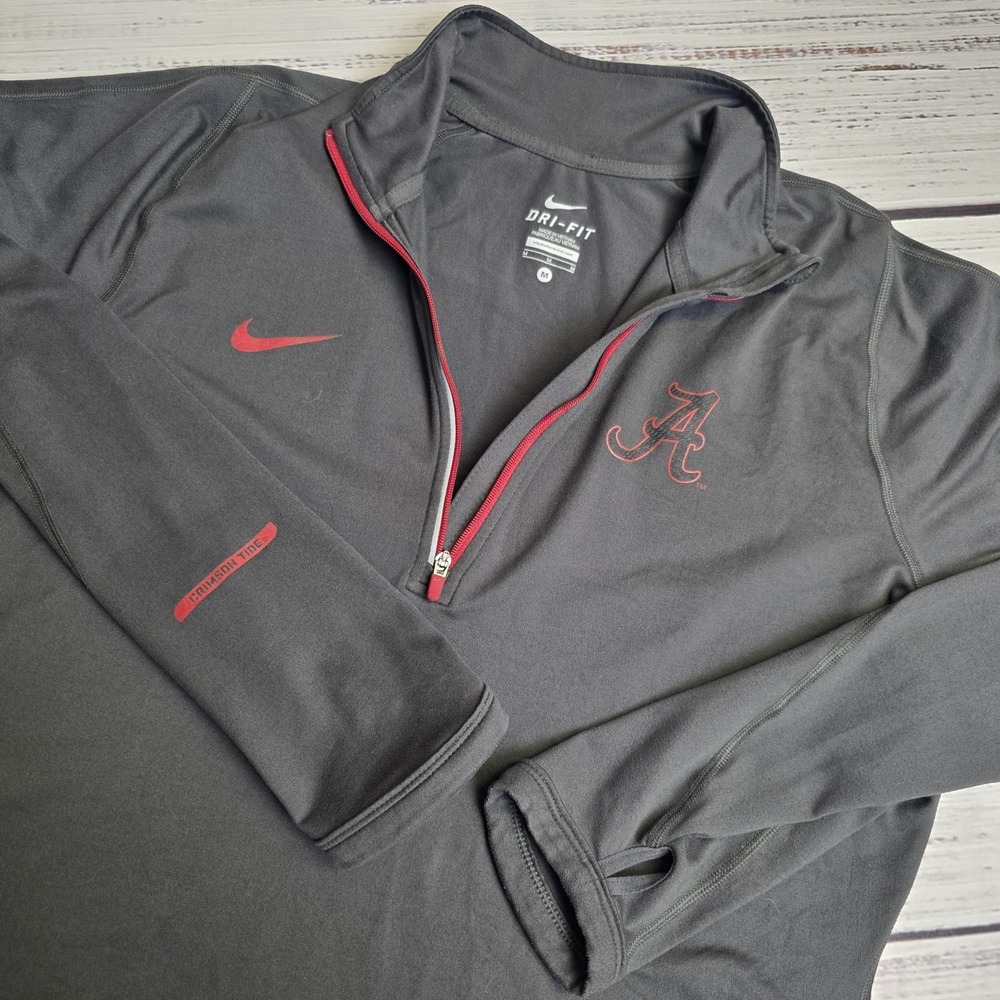 Nike Dri Fit‎ 1/4 Zip Running Pullover Womens Medium University Of Alabama Gray